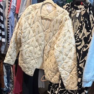 Elodie Cream Floral Quilted Puffer Jacket
